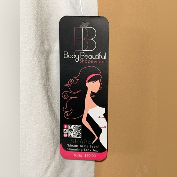 BODY BEAUTIFUL White Shaping Seamless Tank Top With Lace Trim Size M/L NWTS - Picture 3 of 7